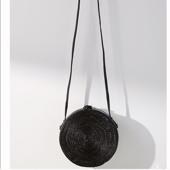 Anthropologie Accessories - Anthropologie Straw Circle Bag Black